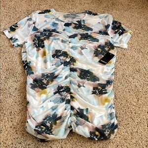 Torrid Black and Blue Ruched Short Sleeve Top 1X